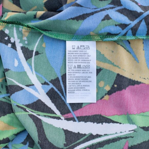 Bob Mackie 2X Tropical Hawaiian Palm Leaf Midi Dress Bell Sleeve Resortwear 🌺 - Picture 5 of 6